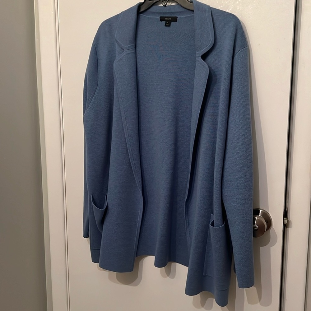 JCrew Blue Eloise Sweater Jacket -Size L